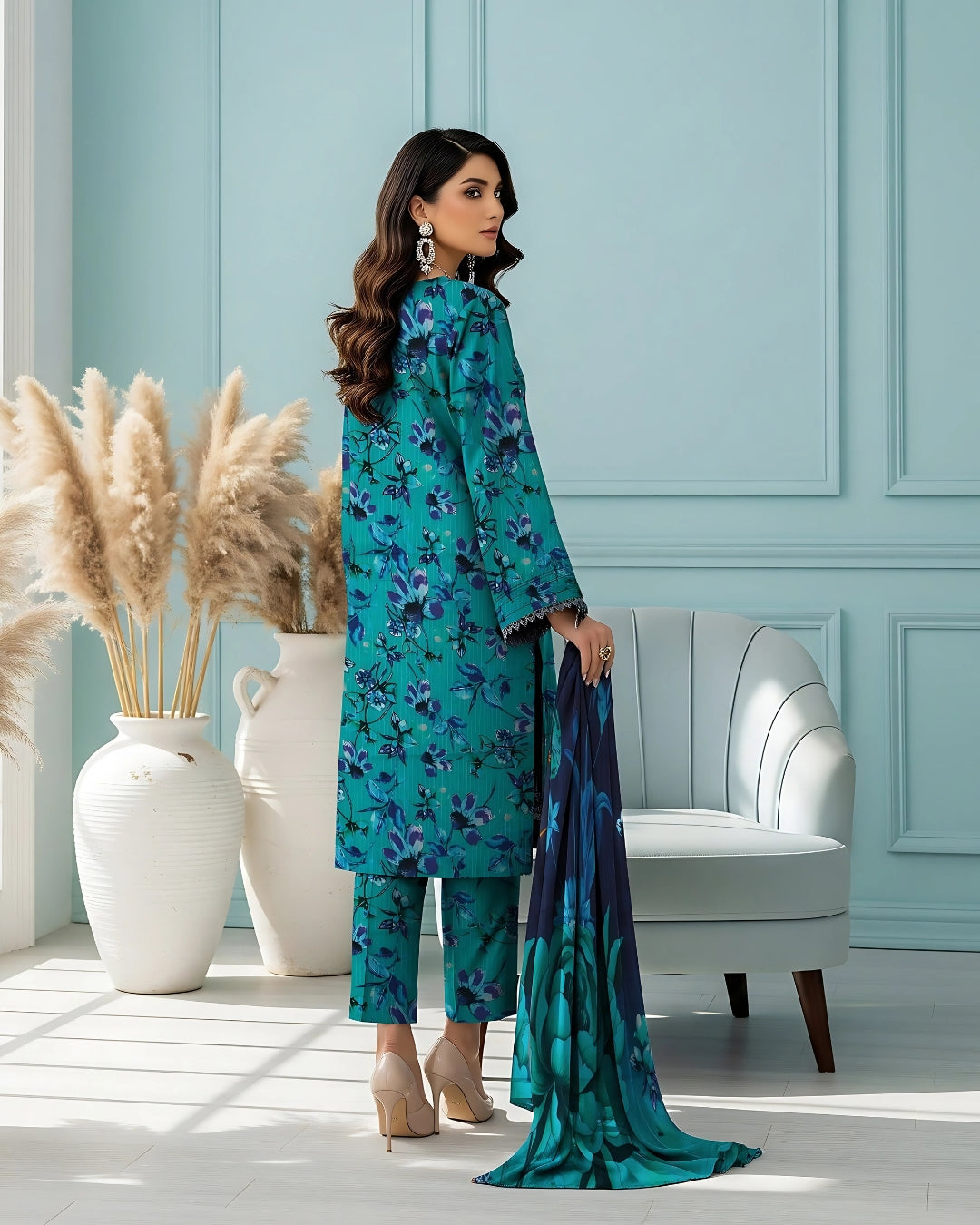 Teal Blue Bana Dora Suit