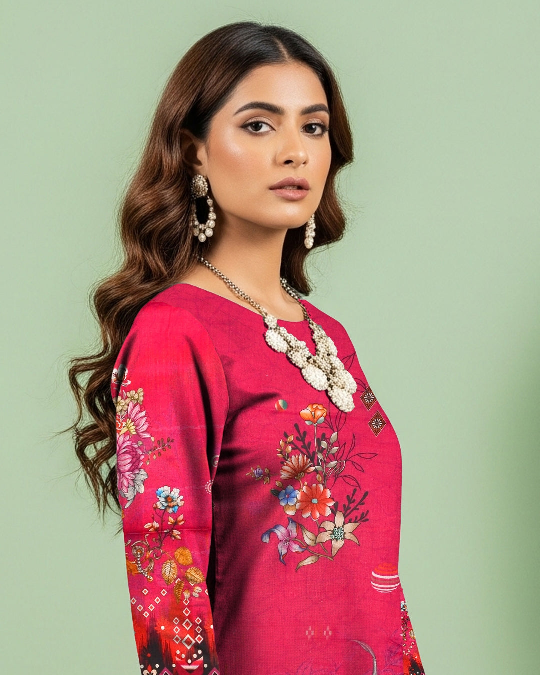 Rosé Glow Linen 3-Piece with Delicate Cutwork Dupatta