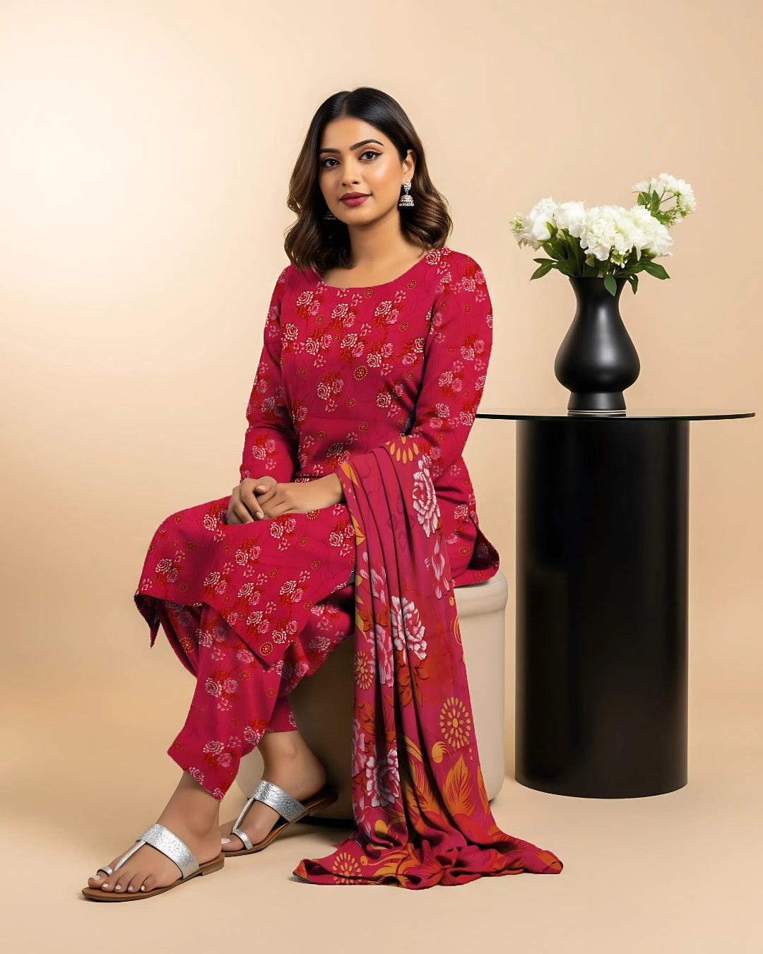 Deep Red Bana Dora Suit