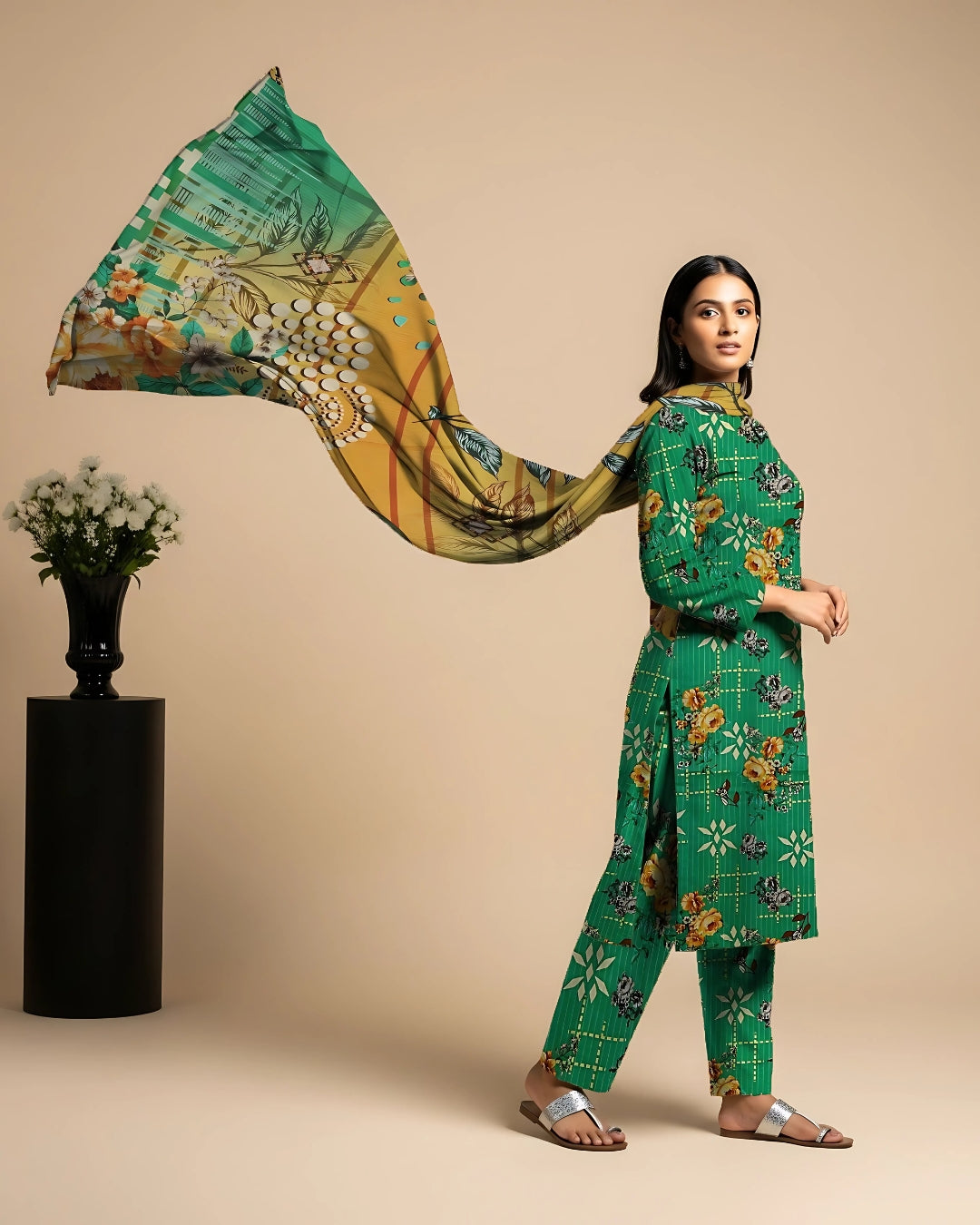 Forest Green Bana Dora Suit